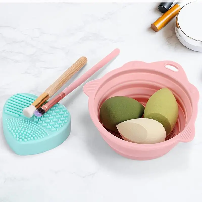 Cosmetic Brush Cleaner Mat Silicone Small Makeup Brush Cleaning Pad Portable Colorful Scrubber Mat Soft Cleaner Pad For Wet Dry