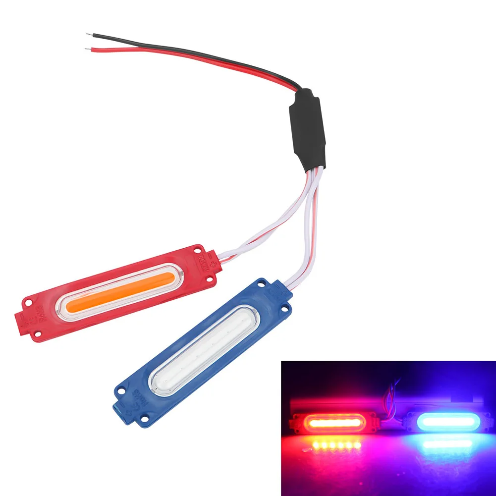 Dual light LED module for cars motorcycles vehicles IP65 waterproof direct mount flashing red white Dual light