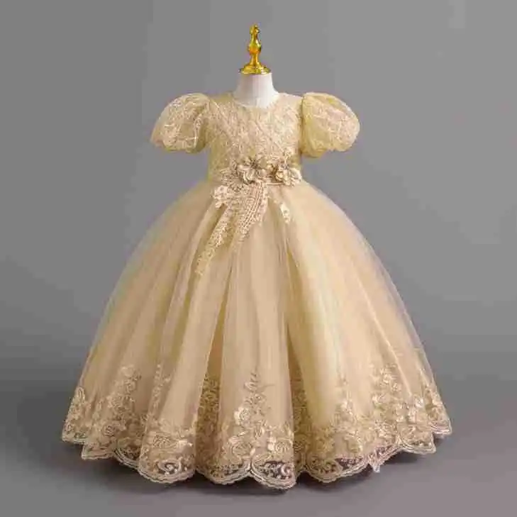 

Элегантные платья для девочек, тюлевая одежда с пышными рукавами, свадебная одежда для подружек невесты, праздничное платье принцессы с цветочным узором для девочек-подростков, платье для крещения и выпускного вечера