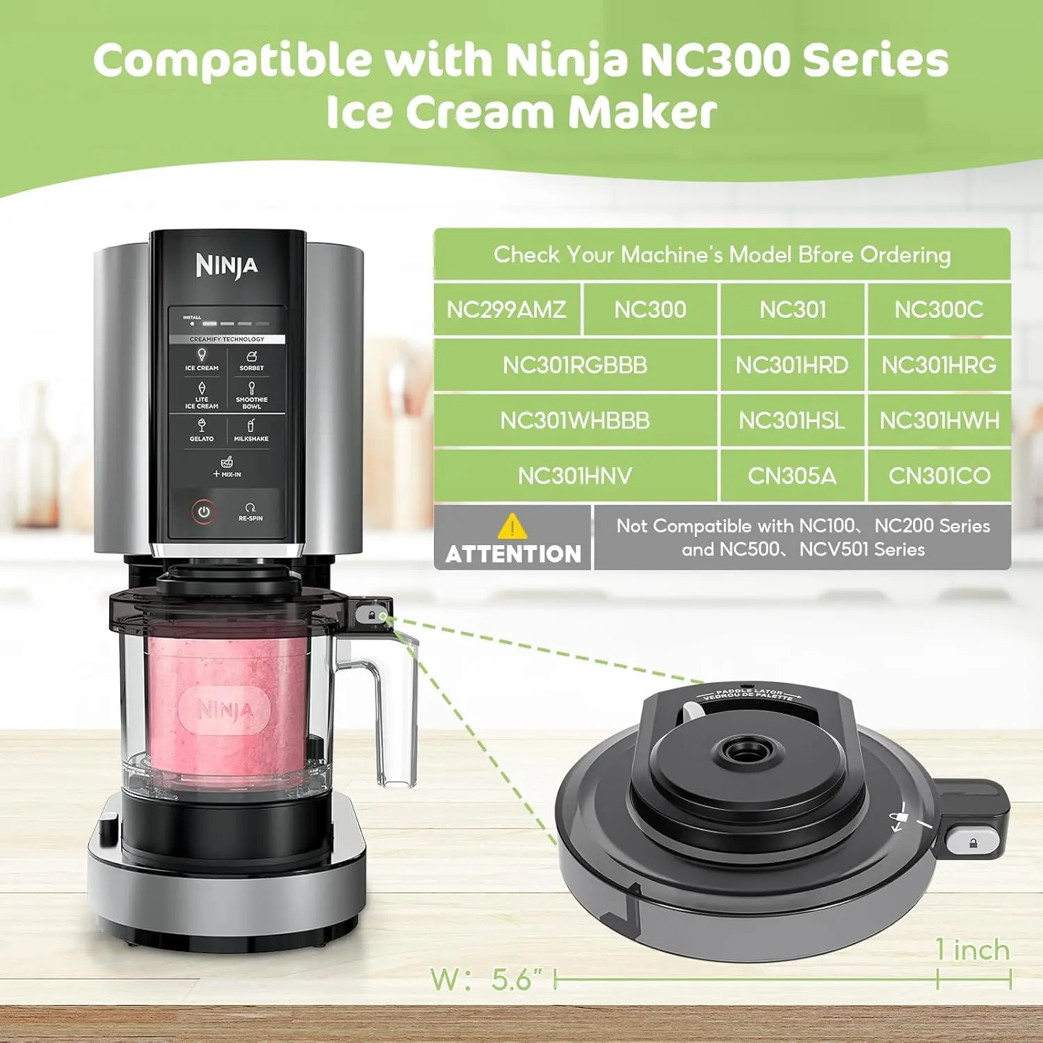 Outer Bowl Lid Compatible With Ninja NC301 Ice Cream Maker For NC299AMZ/ NC301/ NC300 Series Reusable Replacement Parts