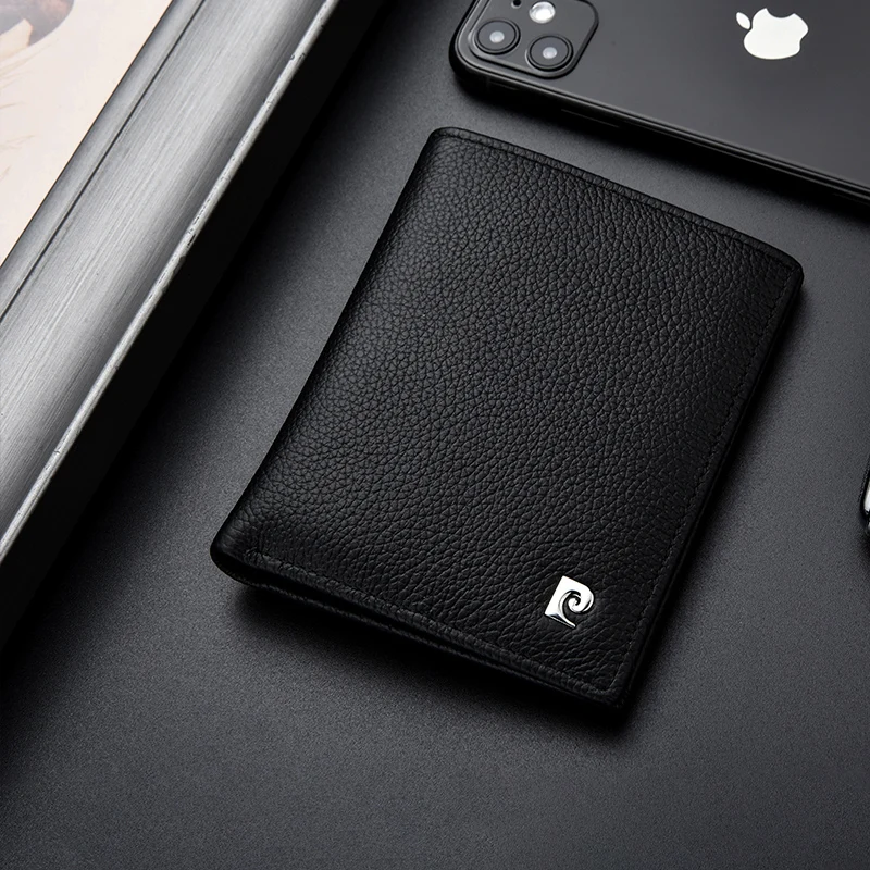 

Pierre cardin men's wallets genuine leather purse high quality for man short card holder slim wallet black purses
