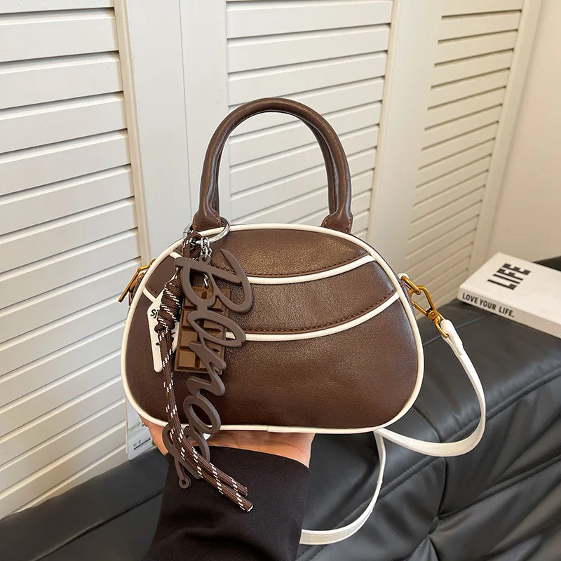 

2025 New Baseball Bag Women - Retro Vintage Crossbody Shoulder Bag, Unique Color Block Design, Lightweight PU Leather