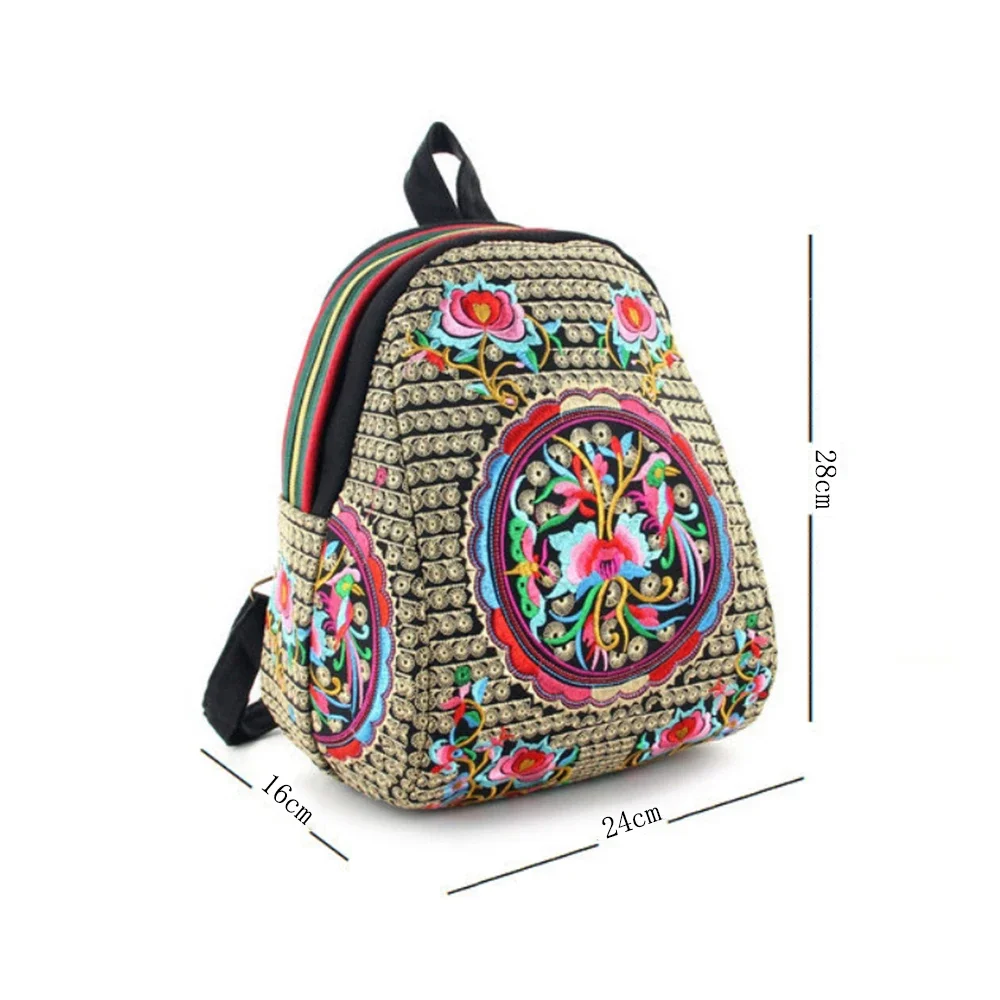 Floral Embroidered Casual Canvas Women Backpacks Girls Ethnic Schoolbags Ladies Vintage Rucksack  Shopping Backpacks for Women