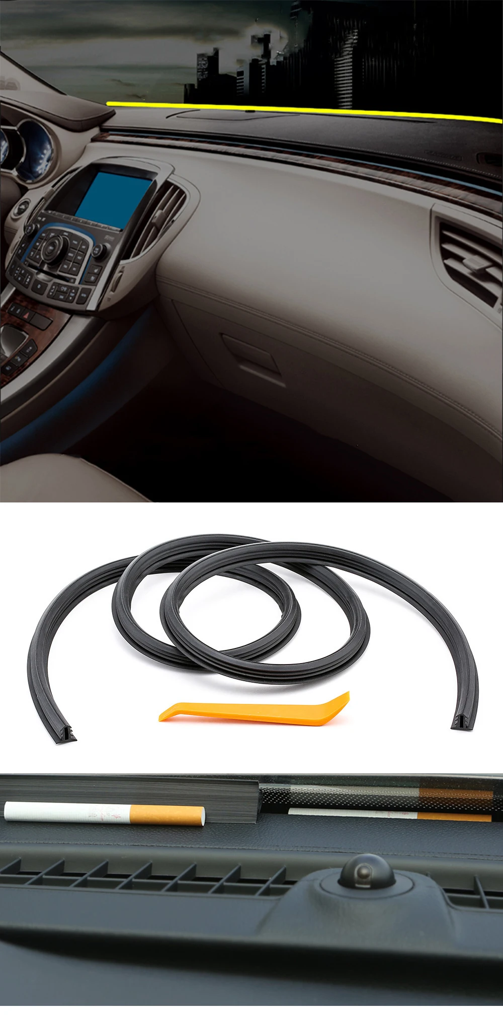 Auto Dashboard Dichtung Streifen Lärm Schalldämmung Gummi Streifen Windschutzscheibe Dichtungen Universal Dichtungs Innen Zubehör – Detail 2