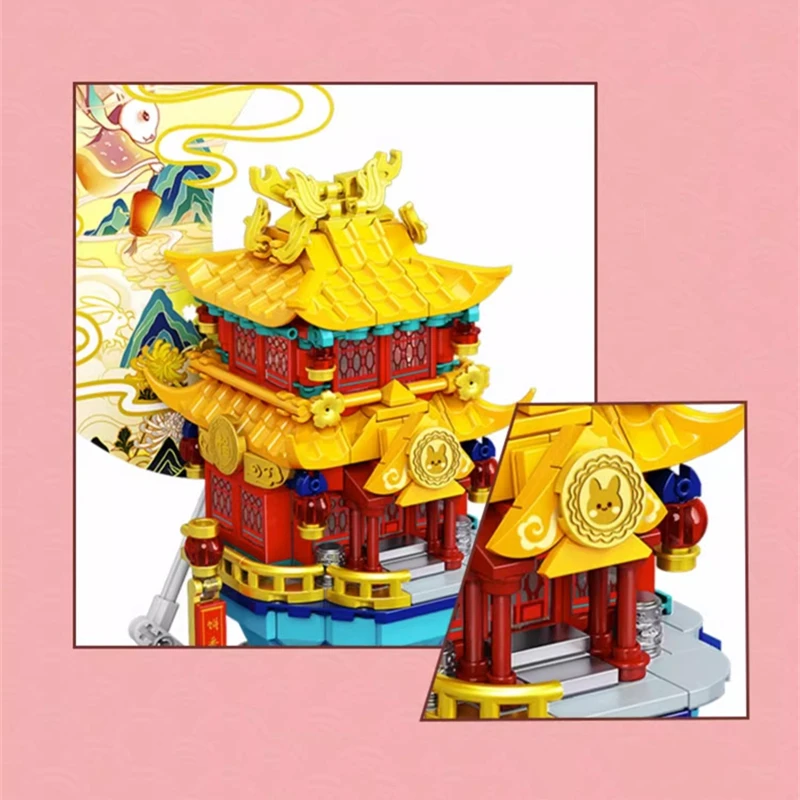 Chinese Mythology Fairy Palace Castle Building Blocks Children's Assembling Toy Gift Box Birthday  Kawaii Desktop Ornament