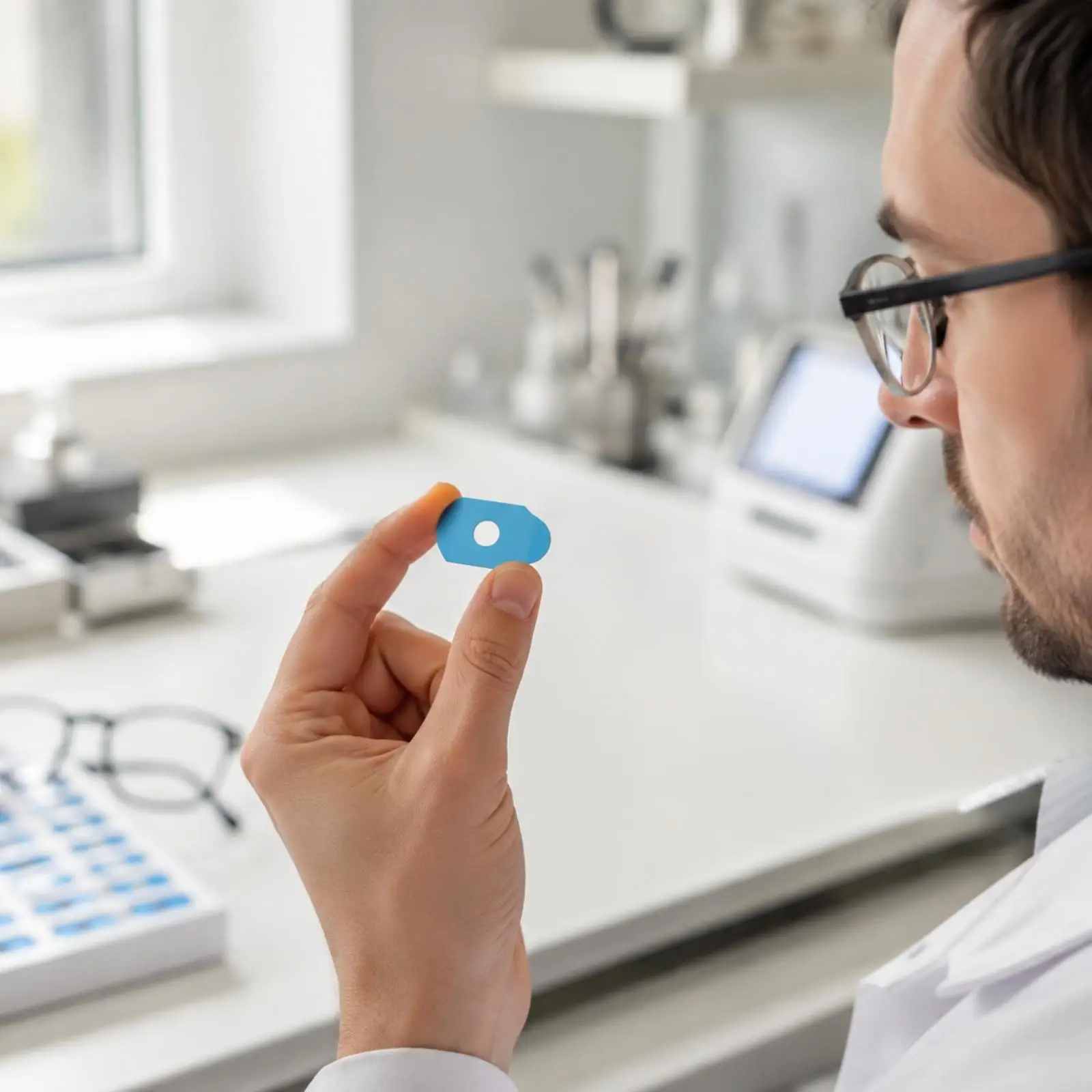 Optical Lens Processing Sticker Blue Double Sided Pad Roll for Eyeglass Trimming and Fitting Work