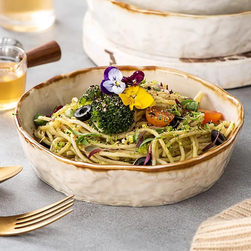 

Nordic Ceramic Bowl, Dish, Household Plate, Vegetable Plate, Rice Bowl, Noodles Bowl, Soup Bowl, Creative Western Salad Bowl