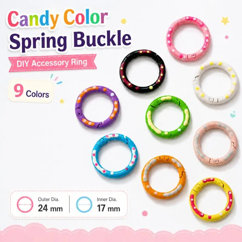 10Pcs 9 Colors Metal O Rings Spring Clasp Openable Round Carabiner Keychain Clips Hook Dog Chain DIY Jewelry Buckles Connector