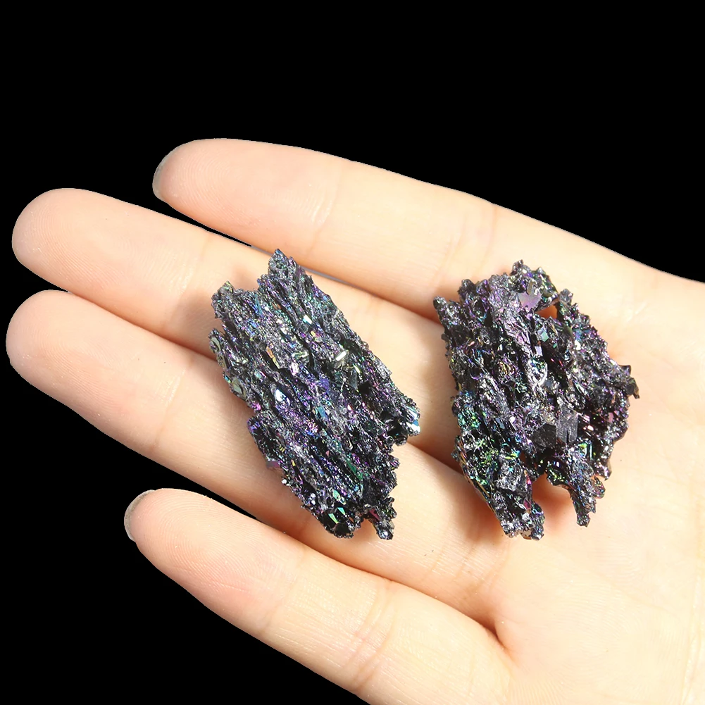 2PCS Natural Peacock Colorful Ore Silicon Carbide Specimen Home Landscaping Decoration Collection Craft Stone Rough Stone