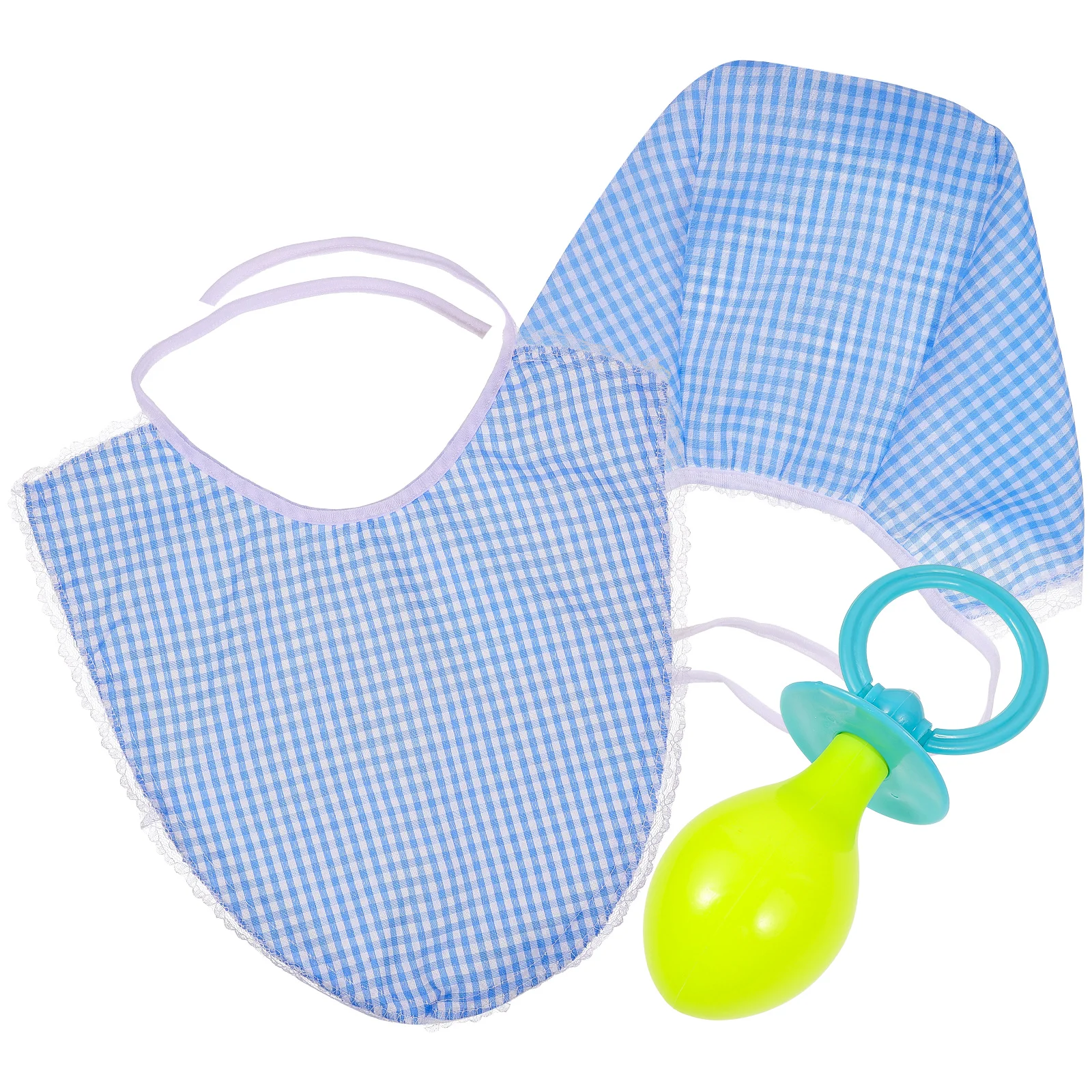 

3 pcs Baby Clothing Novelty Hats Bibs Pacifier Kids Accessories Toddler Funny Costume Adults Cosplay Reusable Washable