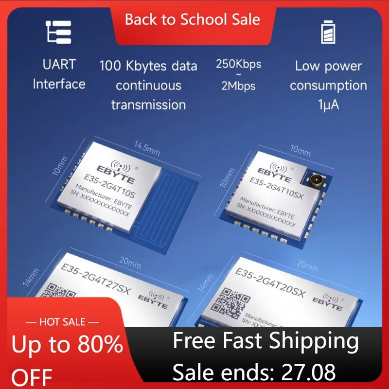 TLSR8208 2.4G Serial Port Transparent Transmission Module UART CDSENET E35 10-27dbm Low Power Long Distance FSK