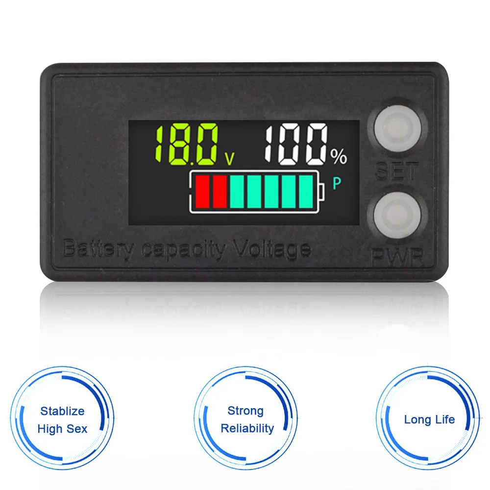 6133A LCD Battery Capacity Indicator DC8-100V Two-wire Voltmeter 12V 24V 48V 60V 72V Lead Acid Lithium LiFePO4 Voltage Gauge