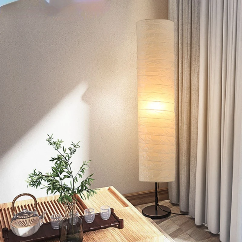 Holmo Rice Paper Floor Lamp Nordic Design Living Room Bedroom Decor Lighting Fixtures Modern Cylindrical Shape Standing Lamp