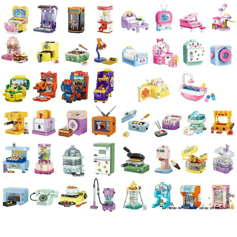 

Mini Home Electrical Appliances Furniture Appliances TV Assembly Ornament Toys Children Gift Model Building Block Bricks Sets