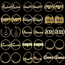 Romântico Personalizado Nome Coroa para Mulheres, Formas Múltiplas, Jóias de Aço Inoxidável, Brincos Cricle, Acessórios, Presente de Festa