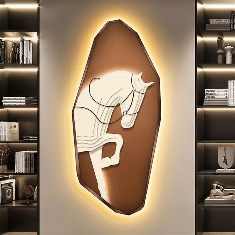 Wall decoration light luxury home wall hanging wall decoration with led lamp sofa background wall pendant