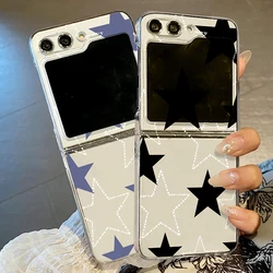 Five-pointed Star Transparent Folding Phone Case For Samsung Galaxy Z Flip 7 FE 6 5 4 3 5G Flip7 Flip4 Flip6 5G Hard PC Cover
