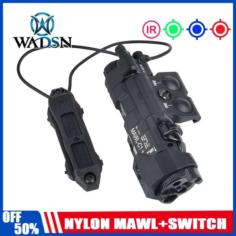 Tactical Nylon MAWL-C1 Red Green Blue Dot VIS IR Fill Light MAWL Full-Function Hunting  Flashlight STROBE LED Whitelight