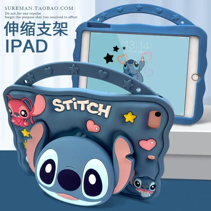 Cute 3D Cartoon Stitch Case For iPad Air/Mini iPad 7th 8th 9th 10th Gen 10.9in 11th A16 Pro 11/9.7in Kids Tablet Protective Case