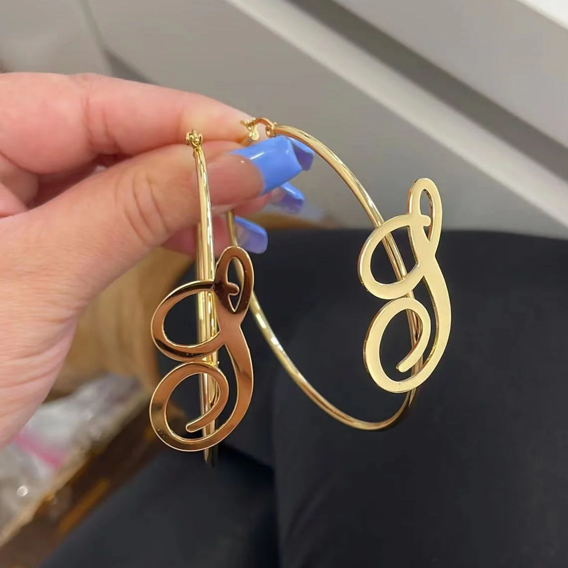 Zciti Custom Name Earrings Exaggerate Hip Hop  Personalized With Statement Handmade Stainless Steel Earrings Jewelry  For Women