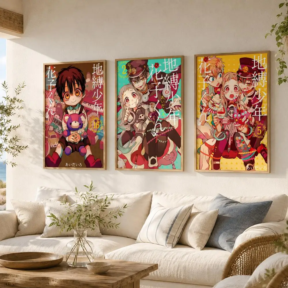 T-Toilet Bound H-Hanako kun Poster Stickers HD Painting Self-Adhesive Art for Bedroom Living Room Home Decor Wall Decals Gift