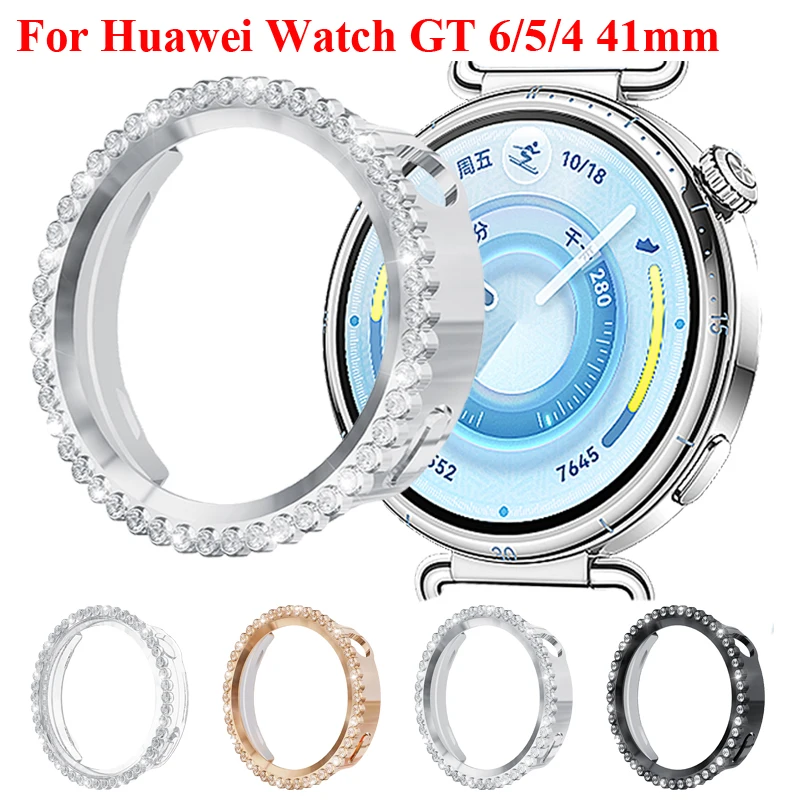 Bling PC Hollow Case For Huawei Watch GT6 GT5 GT4 41mm Cover Skin Samrt Strap Diamond Crystal Bumper Protector GT6 Accessories