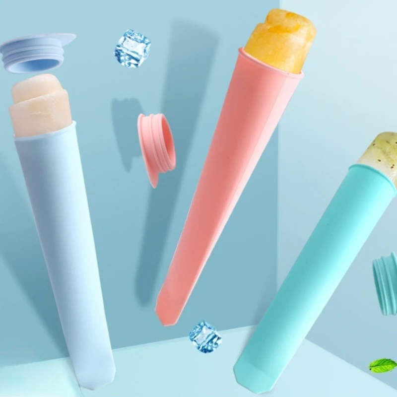 Popsicle Mold Silicone Ice Maker With Lid Easy Demoulding Tray For Ice Cream Baby Food And Daily Frozen Snacks Random color