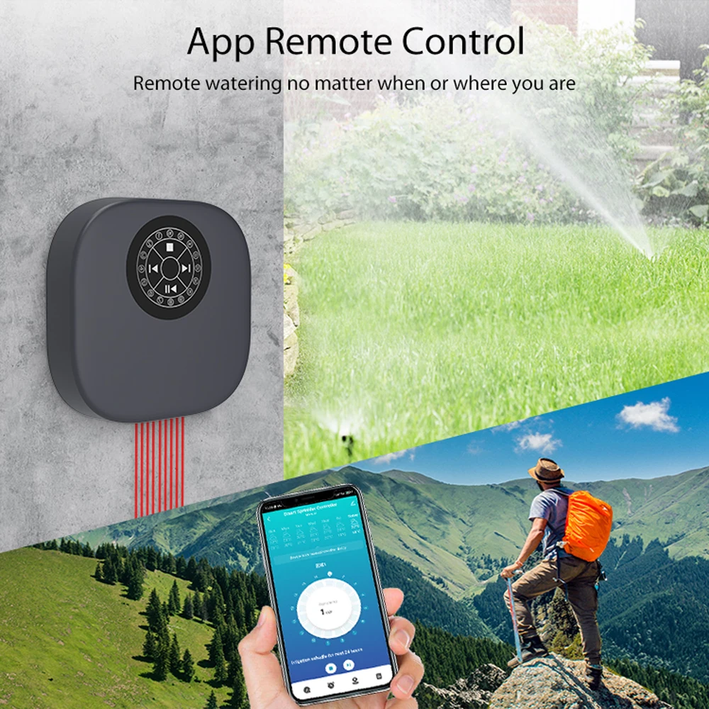 Tuya WiFi Sprinkler Controller Gardening Intelligent Irrigation Timer 16 Zones Automatic Watering Device For Alexa Google Home