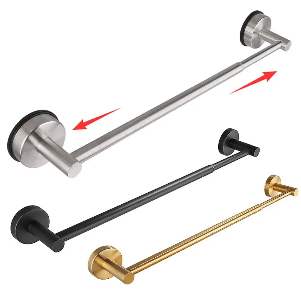 Stainless Steel Adjustable Towel Bar Retractable Single Bar Towel Holder Punch-free Suction Cup Extendable Towel Rack