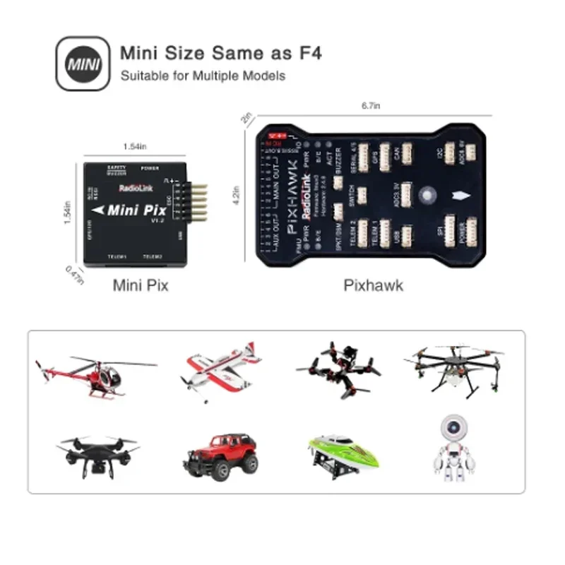 Radiolink Mini PIX V1.2 Flight Controller M10N GPS TS100 SE100 GPS Same as Pixhawk FC for FPV Racing Drone Helicopter Airplane