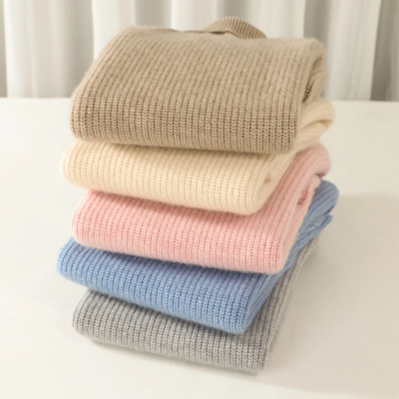 

Autumn and Winter Solid Color Warm Fashion High Collar Sweater 100% Pure Wool Boys Girls Long Sleeve Knitted Pullover sweater