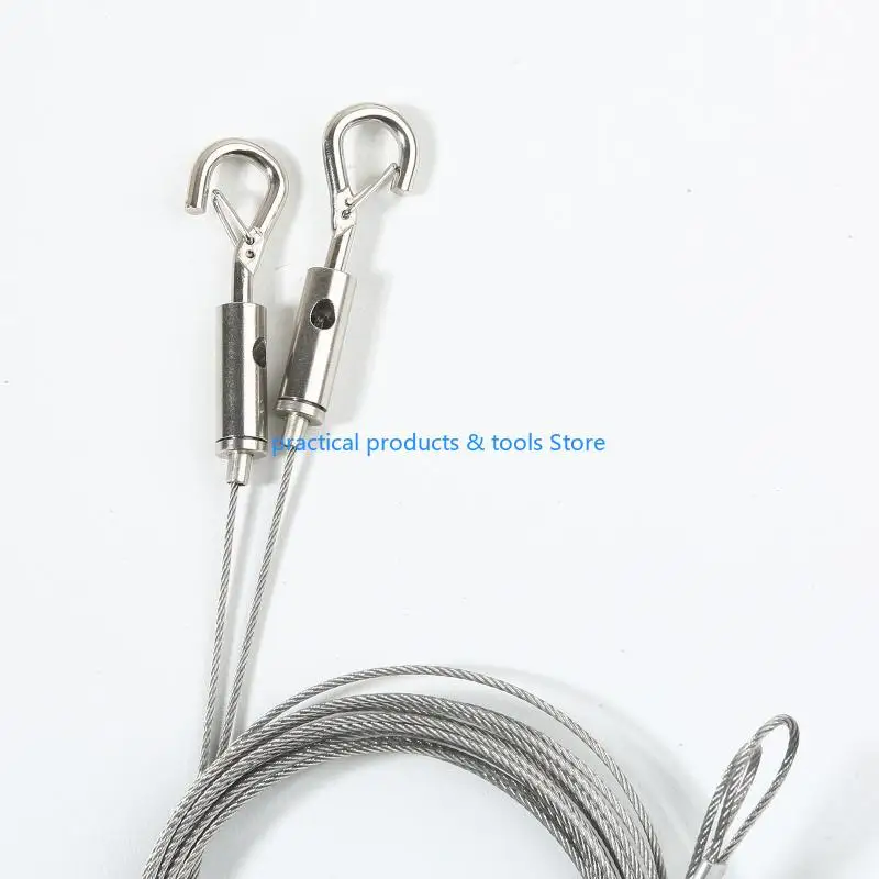 77JB 2pcs fio fios suspensão 2pcs 2 m arame pendurado com loop e gancho aço inoxidável corda pendurada