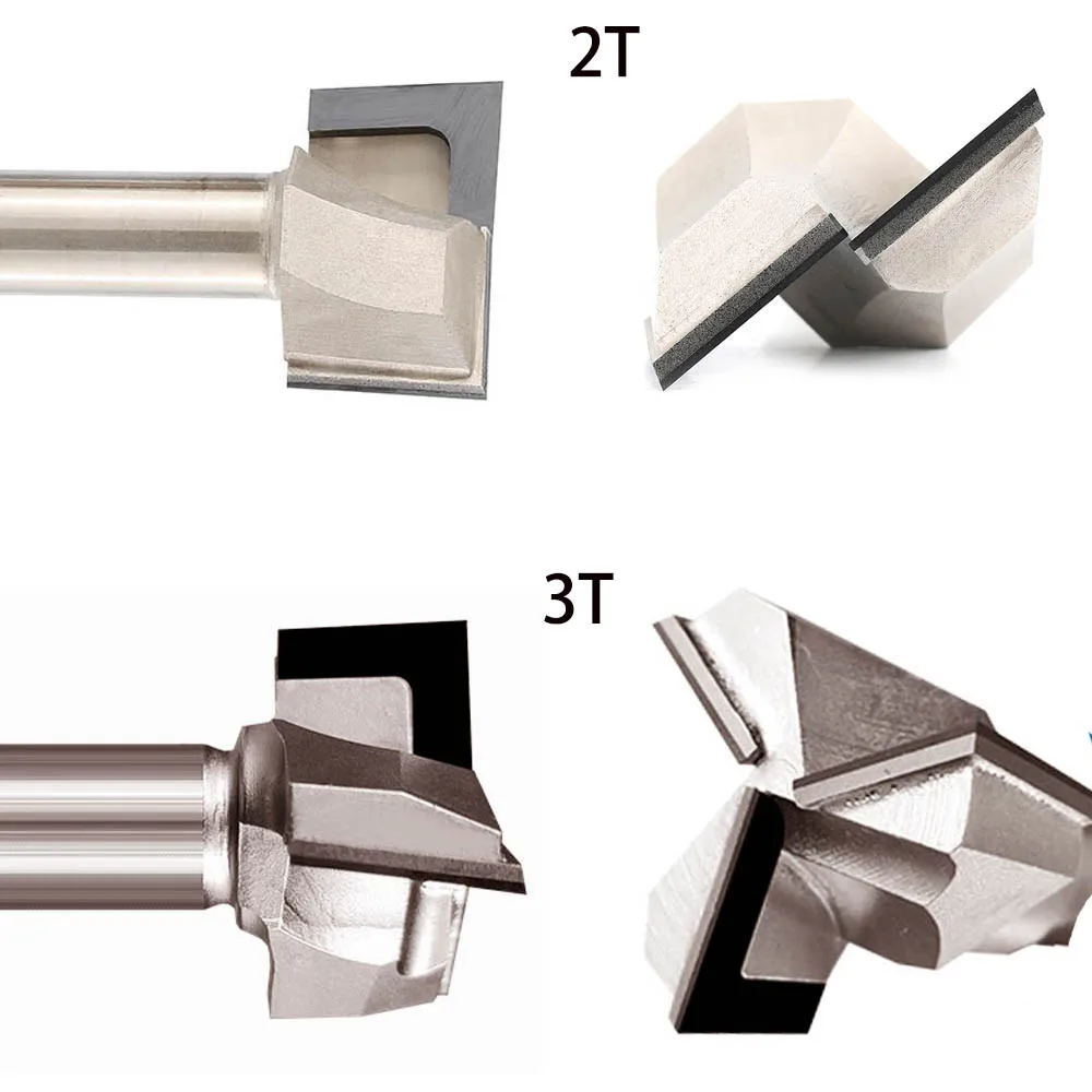 Vsharp-Carpintaria Cortador, Slotter Machine, CNC Engraving Tool, PCD Router Bit, Limpeza De Diamante, Bottom End Moinho, 1/2 Shank