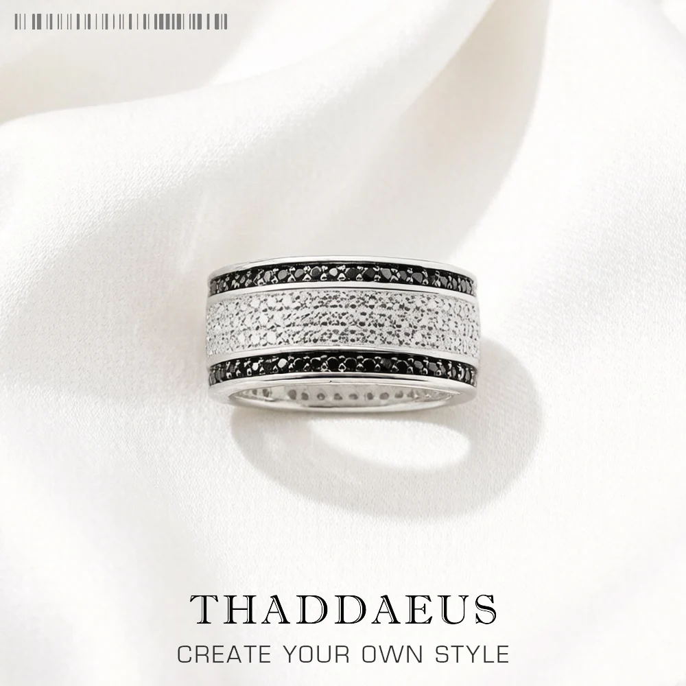 Black And White Ring,Europe Style Glam Fine Jewerly For Women Gift In 925 Sterling Silver