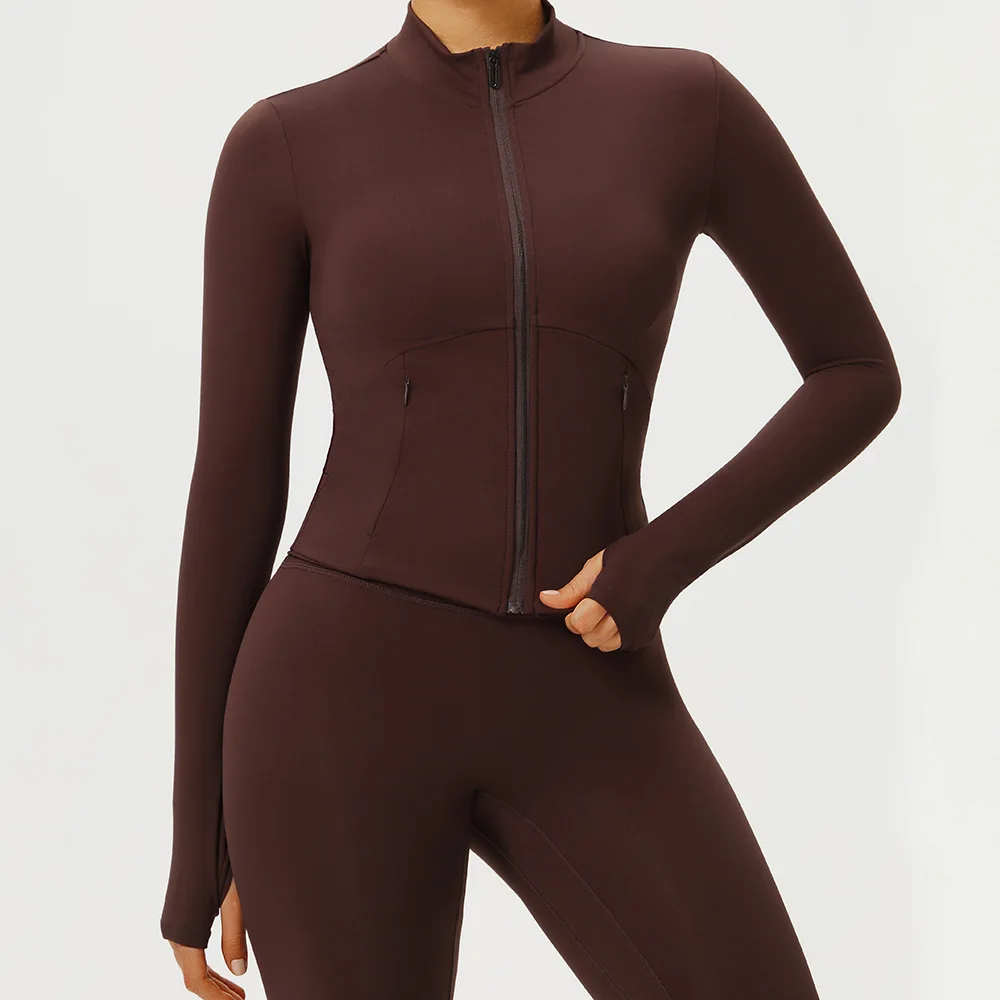 

‌Women's Sun Protection Yoga Jacket - Quick Dry Long Sleeve Slim Fit Running Gym Fitness Top Autumn Sportswear