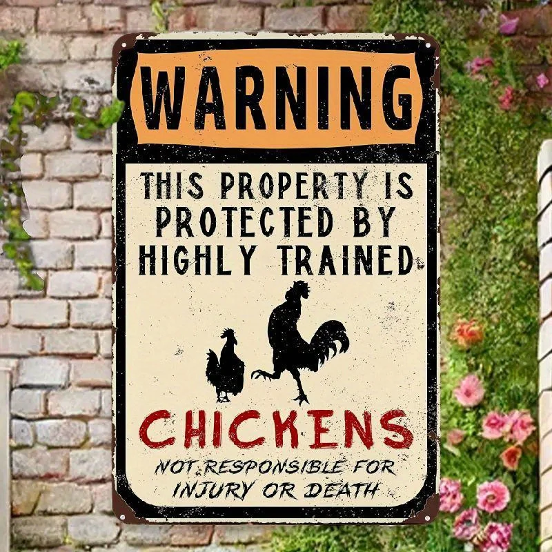Wall Decor For Home Kitchen Bathroom Farm Garden Garage, Warning Vintage Tin Sign Warning This Property Is Protected By Highly T