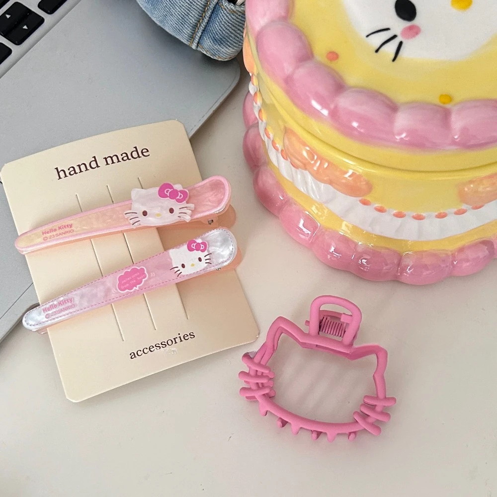 Nuovo Kawaii pink Sanrio Kitty Cat Hairpin hellobyke Hairpin Set Cute Princess KT Hairpin 10 pezzi accessorio per capelli ragazza giocattolo regalo