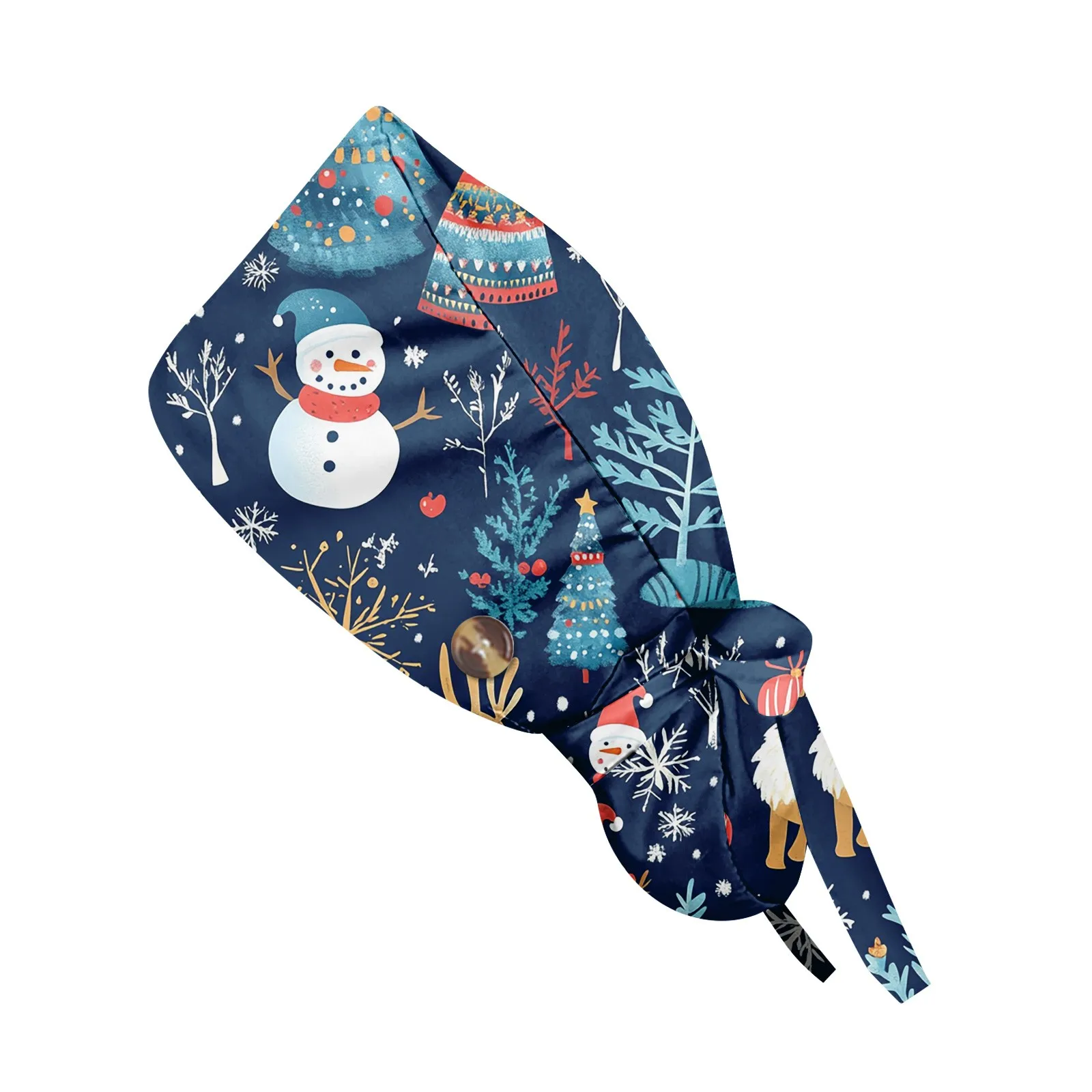 2024 nova impressão cirúrgica de natal chapéus esfrega ajustável chapéu salão de beleza boné de trabalho laboratório pet shop enfermagem esfrega boné