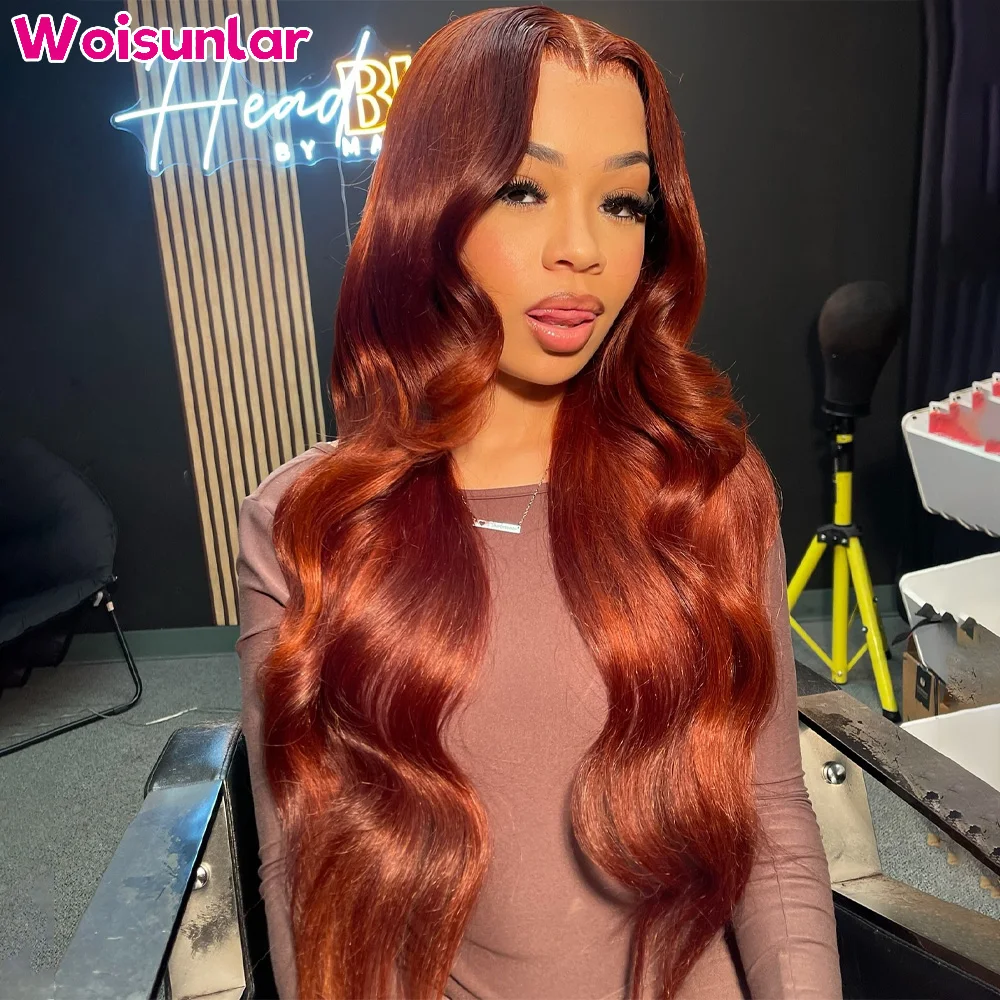 36 بوصة بني داكن الدانتيل الجبهة خصلات الشعر المستعار الإنسان الجسم موجة 200% النساء السود 13x4 الدانتيل الشفاف البرازيلي شعر الإنسان الطبيعي الباروكات