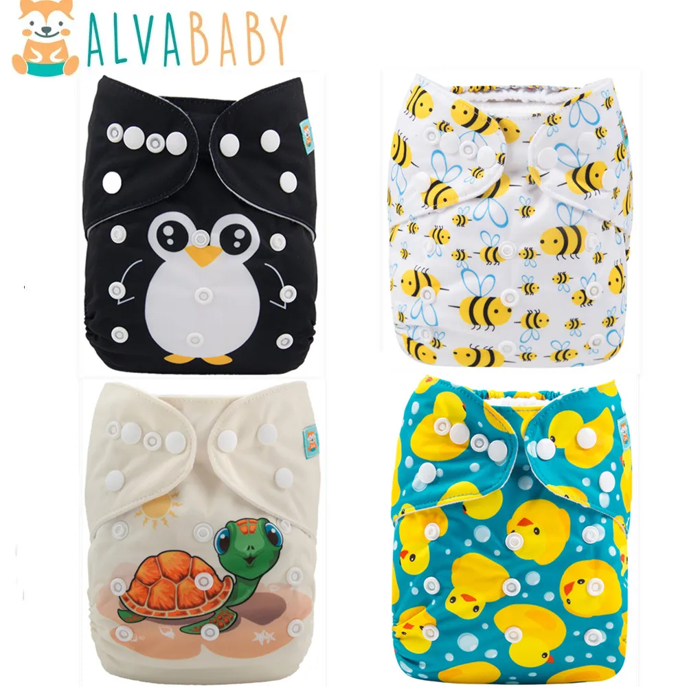 1 قطعة ALVABABY صديقة للبيئة قابلة لإعادة الاستخدام حفاضات الطفل القماش مع ستوكات إدراج حفاضات الطفل المستدامة والبيئية #1