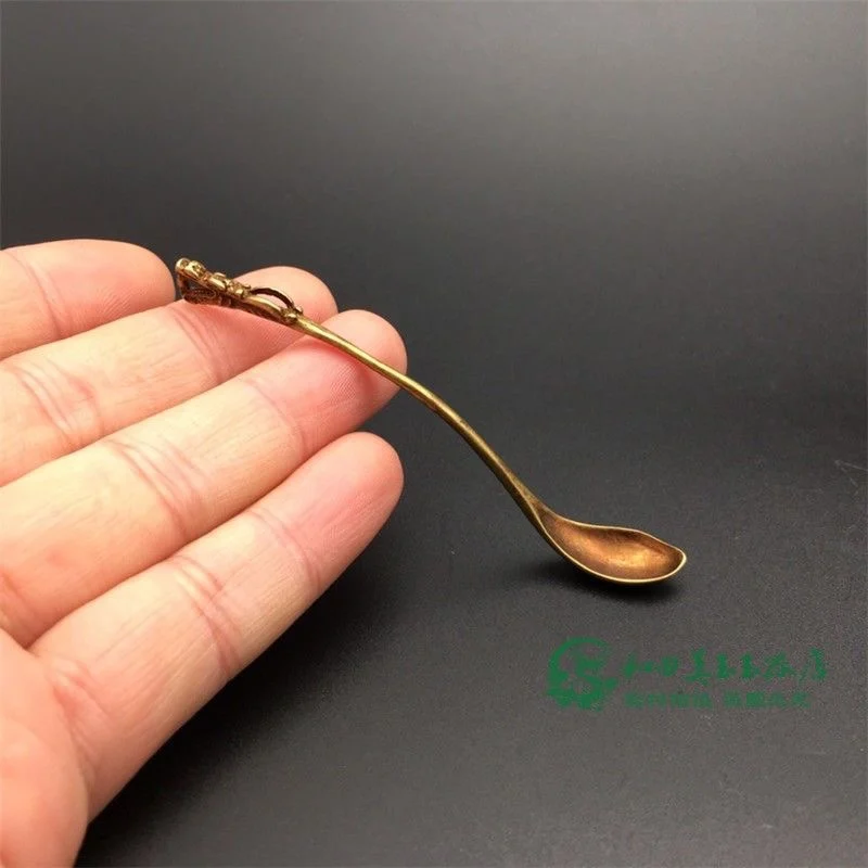 Faucet, small copper spoon art, miniature carving, solid brass, medicine spoon utensils, play bronze, copper carving