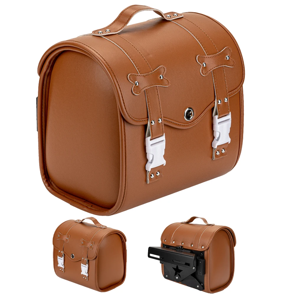 Retro Motorcycle Saddlebags PU Leather Waterproof Travel Luggage Bag for Yamaha for Honda for BMW for Sportster 1200 883 Softail