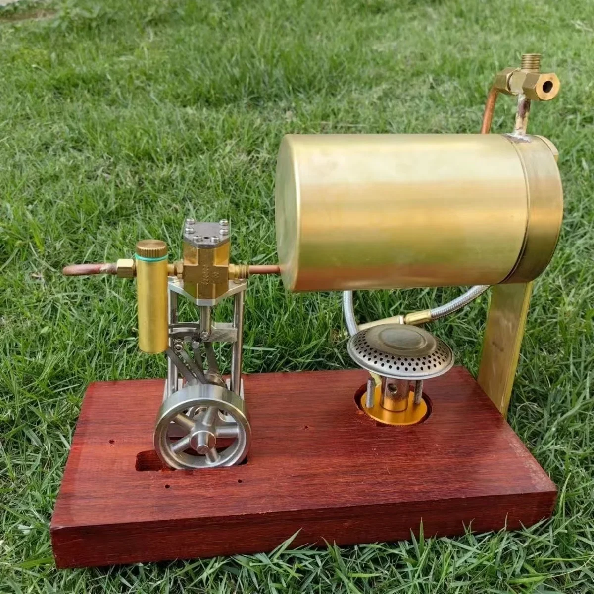 Removable Reciprocating Steam Engine with Simple Boiler Set Engine Model Kit Physics Experiment Toy Display Gift