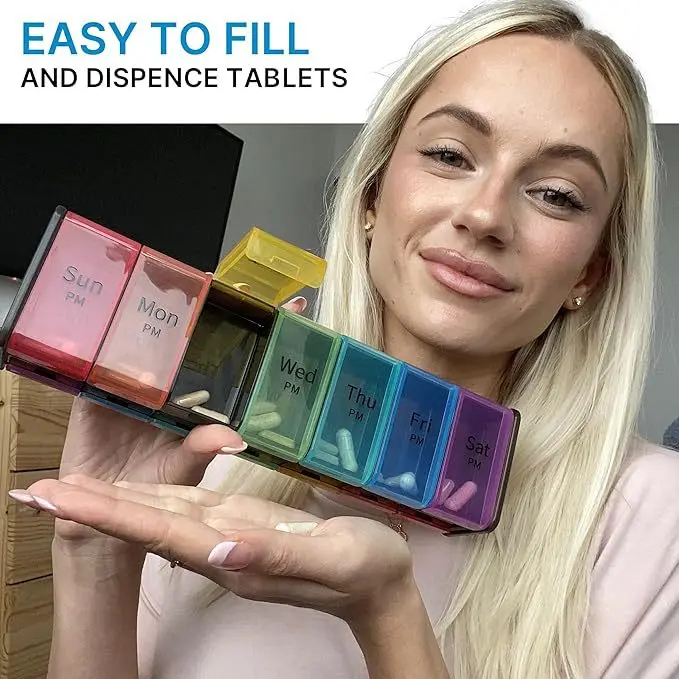 منظم حبوب كبيرة جدًا منظم 7 أيام 14 شبكة سفر محمولة مع مقصورات كبيرة لزيوت الأسماك في دواء الفيتامينات