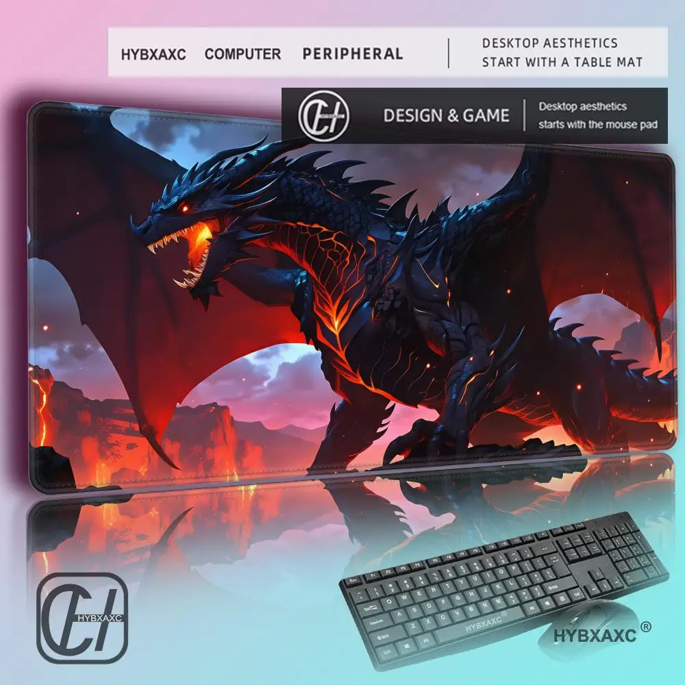 

HYBXAXC Lava Stone Cool Dragon Warrior MousePad Desk Mat with Stitched Edges non-Slip rubber base accessories Gaming mat mauspad