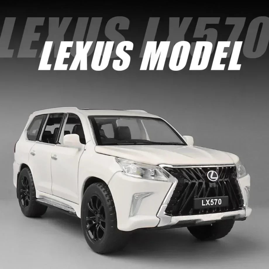 1:32 skala koła odlewany samochód toyota suv LEXUS lx570 metalowy model ze światłem i dźwiękiem wycofać kolekcja zabawek na prezent dla chłopca