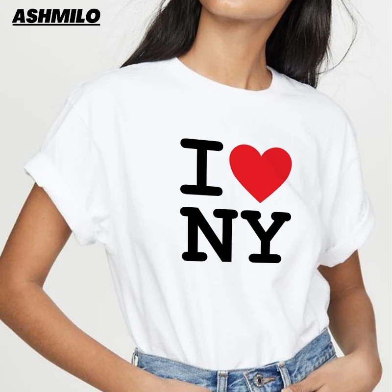 Women Casual Short Sleeve Letter Print I LOVE NY prints Harajuku T shirt Summer Top y2k Streetwear Hip hop Women Summer T-Shirt