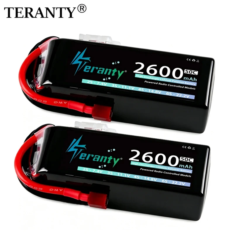 TERANTY 4S Lipo Battery 14.8V 2200/2400/2600mAh 50C Softcase with T/XT60 Plug For RC Car Truggy Boat Airplane FPV Drone RC Parts