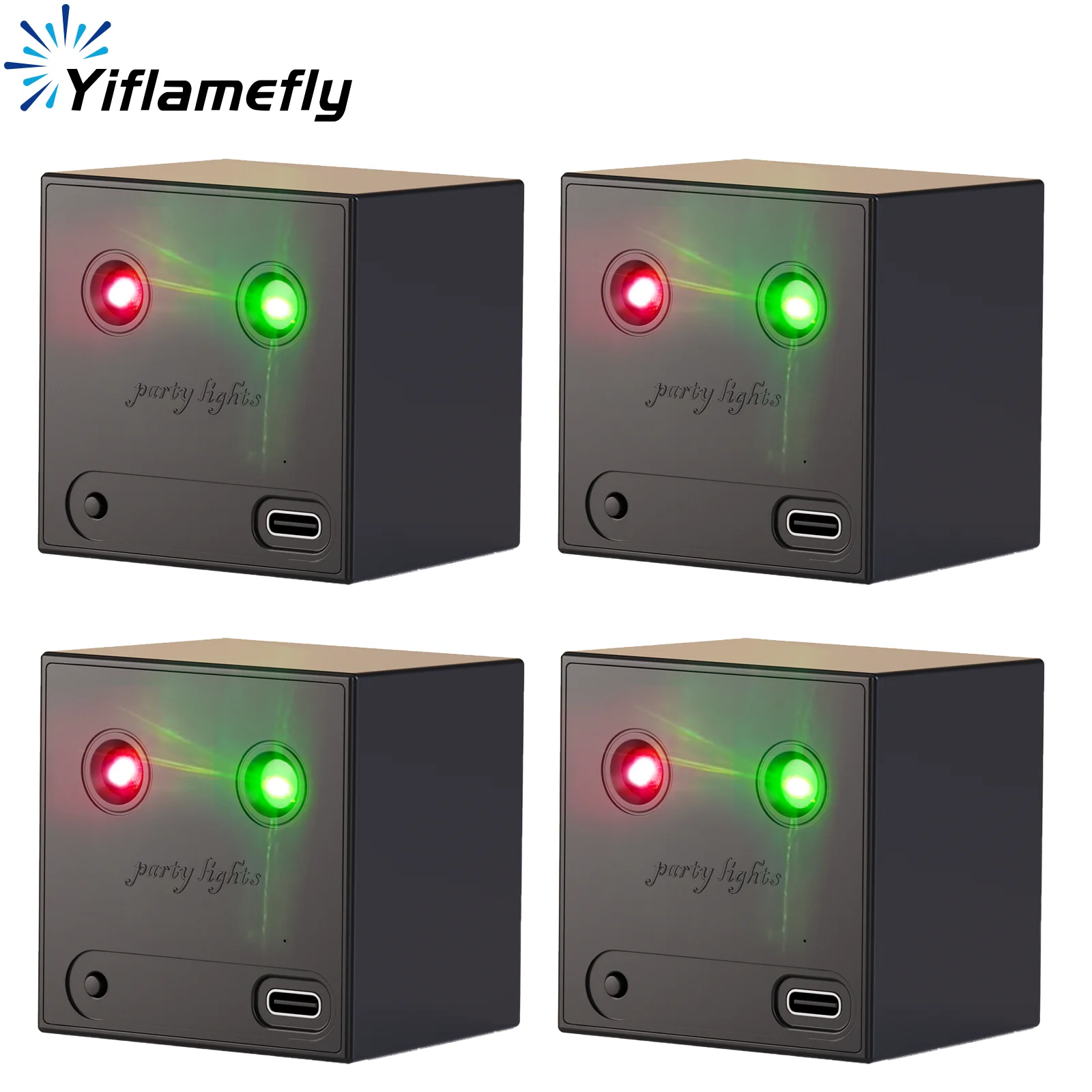 Yiflamefly 1/2/4 Stück Mini R/G Laser Wiederaufladbarer Projektor 32 Eingebaute Basismuster DJ-Lichter Party-Lichter für Disco KTV Bar