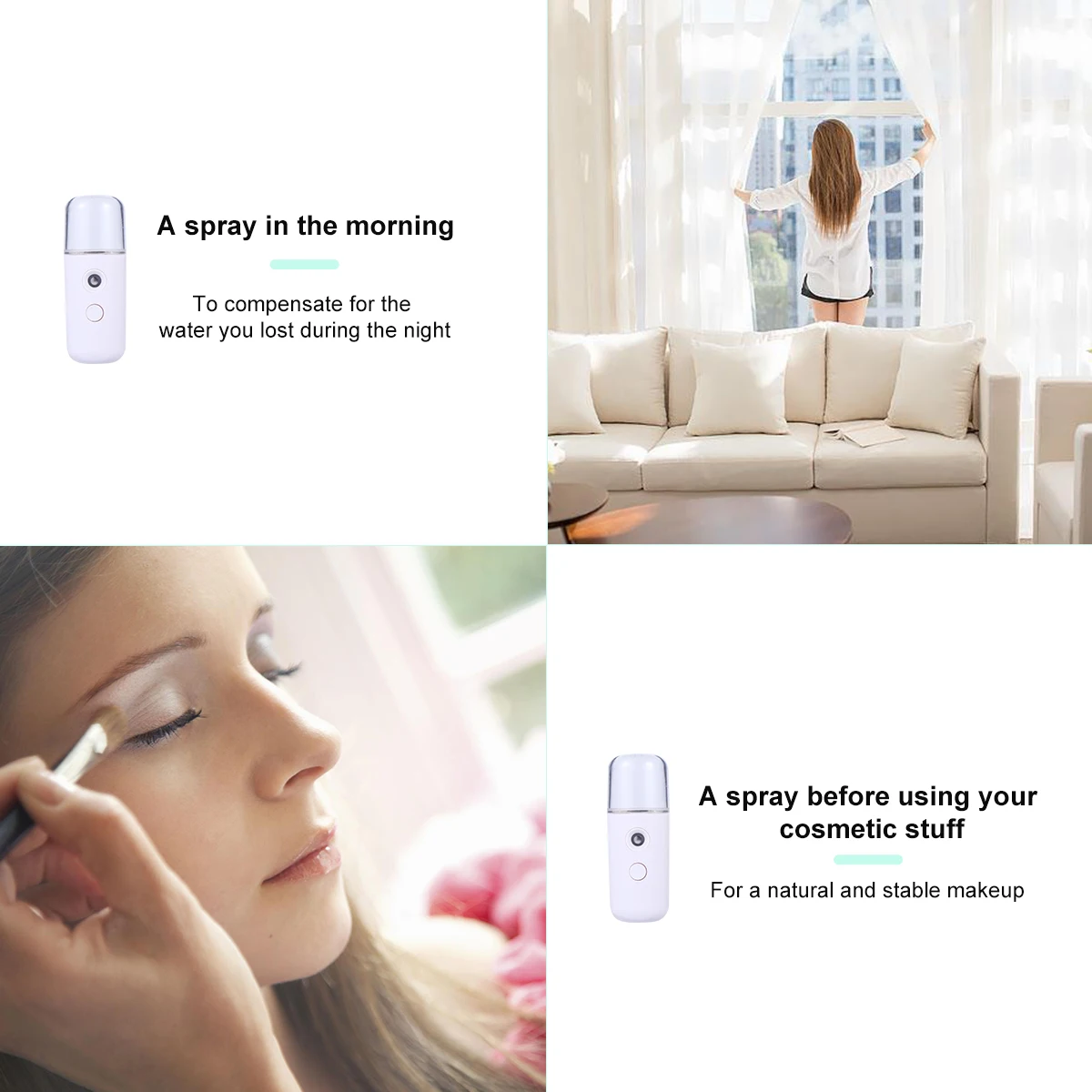 

2Pcs Portable Nano Mist Spray Humidifier Mini Moistener Beauty Hydrating Device Lightweight Handy for Face Makeup